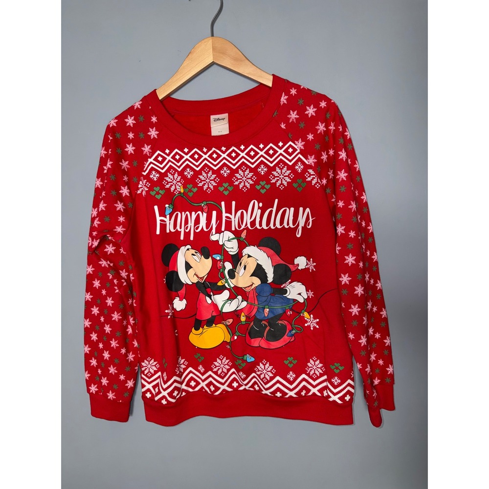 Disney Mickey Minnie Mouse Happy Holidays Christmas Light‎ Ugly Sweater